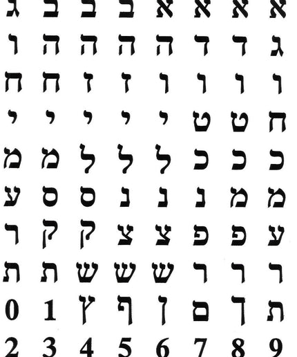 אותיות דפוס א-ב בצבע שחור על רקע שקוף