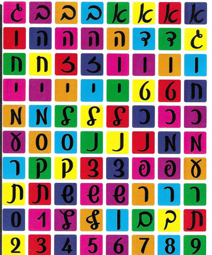 פסיפס אותיות כתב א-ב במגוון צבעים