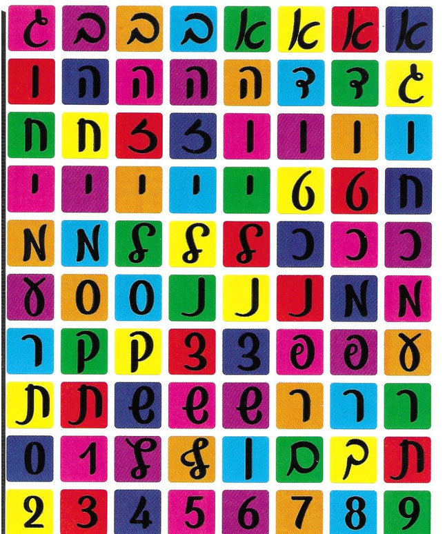 פסיפס אותיות כתב א-ב במגוון צבעים