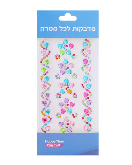 אבני שיבוץ דביקות במגוון צבעים - עיגולים ולבבות