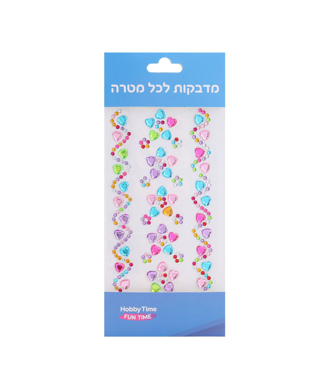 אבני שיבוץ דביקות במגוון צבעים - עיגולים ולבבות