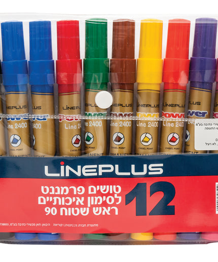 חבילת 12 טושים מחיקים ליין פלוס - ראש שטוח